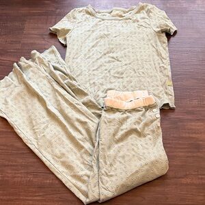 Cozyland wide leg green with blue heart pajama set P